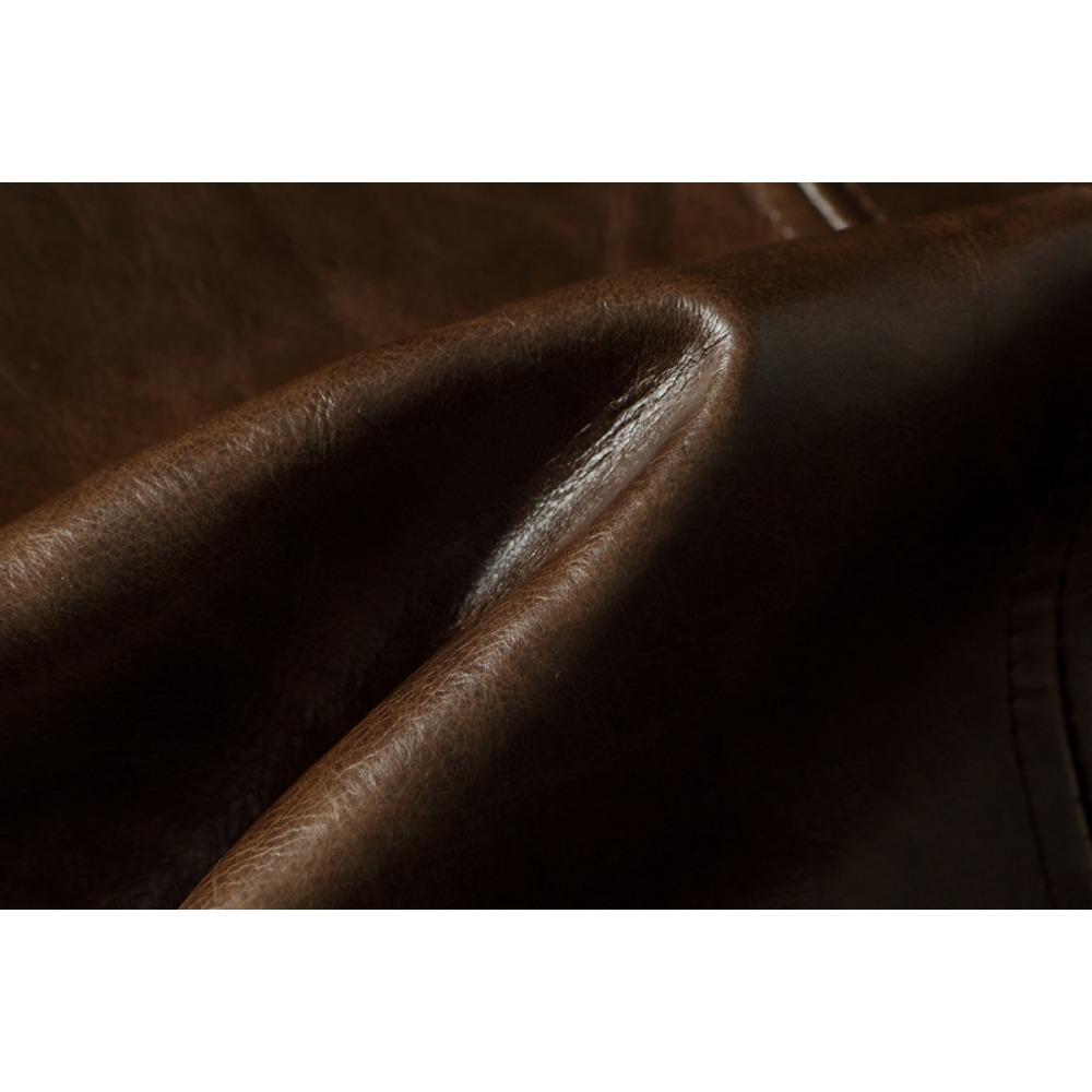 Chinese Size Style RL Top Layer Oil Waxed Cowhide Real Leather Jacket Men Stand Collar Brown Coat Men's Biker Jacket Spring Autumn