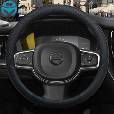 100% DERMAY Brand Leather Car Steering Wheel Cover for Volvo XC90 XC60 XC40 V90 V60 V50 V40 S60 S90 Auto Interior Accessories