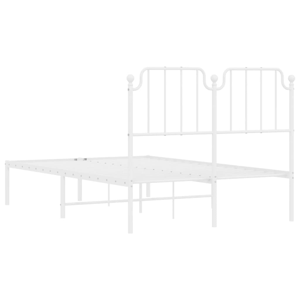 Metal Bed Frame with Headboard White 120x200 cm