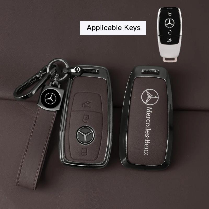FIQ4 Hot 2025 Leather Car Key Full Case Protection Cover Shell Holder For Mercedes Benz AMG W204 W205 W203 W210 W211 W212 W124 W126 W