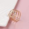 Rose Gold Color Geometric Hollow Party Rings For Women Fashion Daily Fine Jewelry  Natural Zircon Accessories