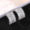 Huitan Brilliant Wide Semi-Circular Shaped Stud Earrings for Women Shiny Cubic Zirconia Ear Accessories Fashion Wedding