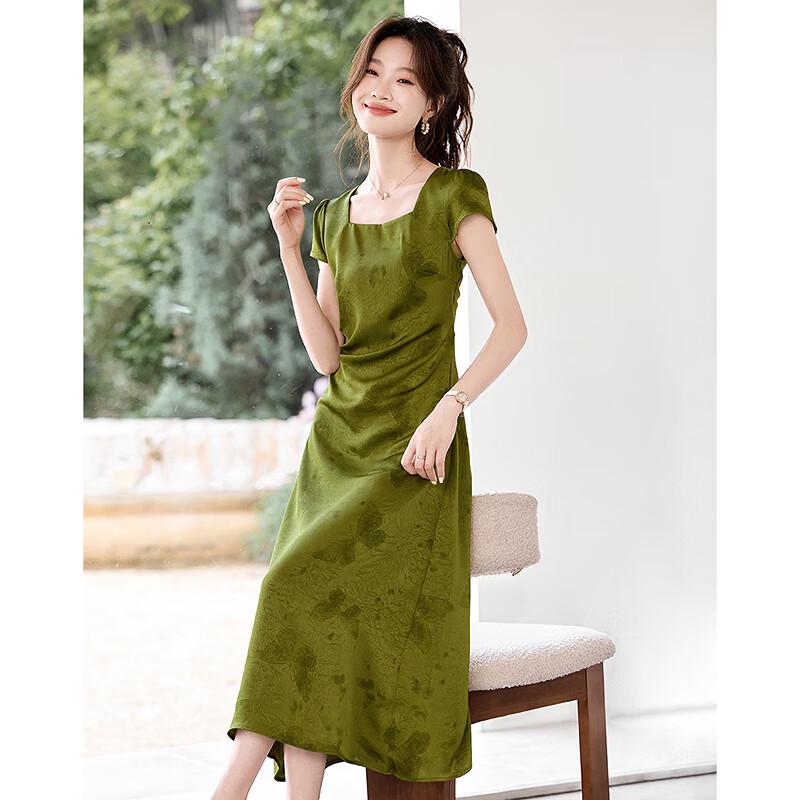 2025 New Chinese Style Green Slimming Summer Dress
