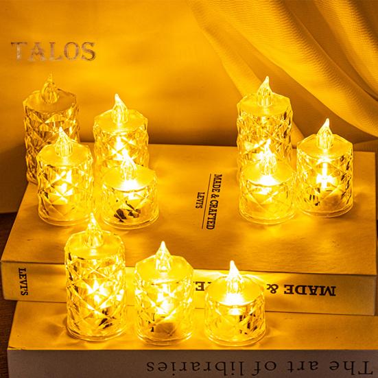 Lumânări de cristal fără flacără, 4 buc. Lumânări cu LED Lumânări intermitente, care funcționează cu baterii, Lumânări false pentru nunți, decorațiuni interioare