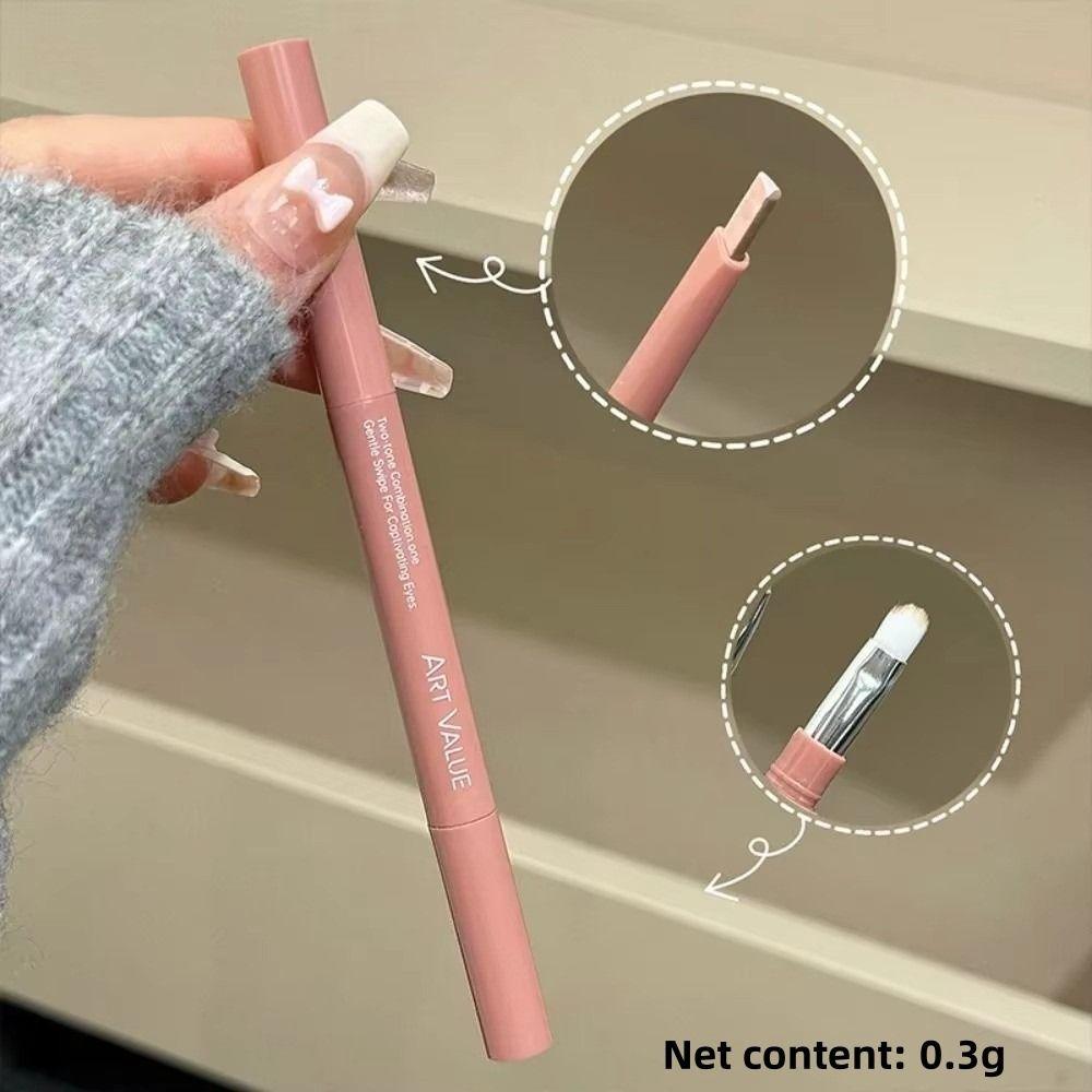 2 Color-Blocking Sleeping Silkworms Stick Pink Brown Highlighter Pen  Suitable for Lazy People