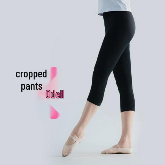 Women's Black Capri Dance Pants - Ballet Training Tights, Elastic, Adult Size