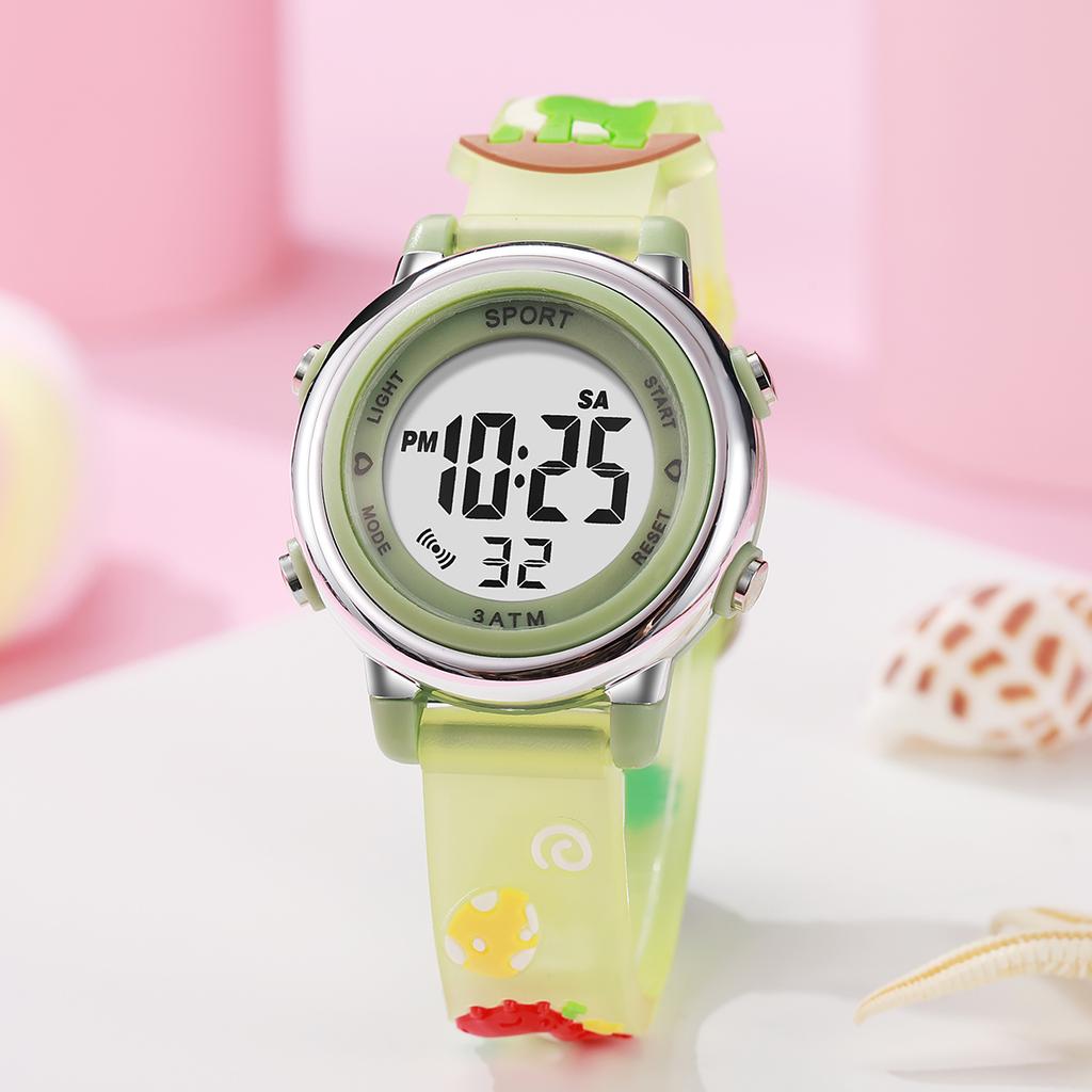 Fashionable and cute cartoon dinosaur silicone strap LED screen children's electronic watch, suitable for daily wear, Christmas