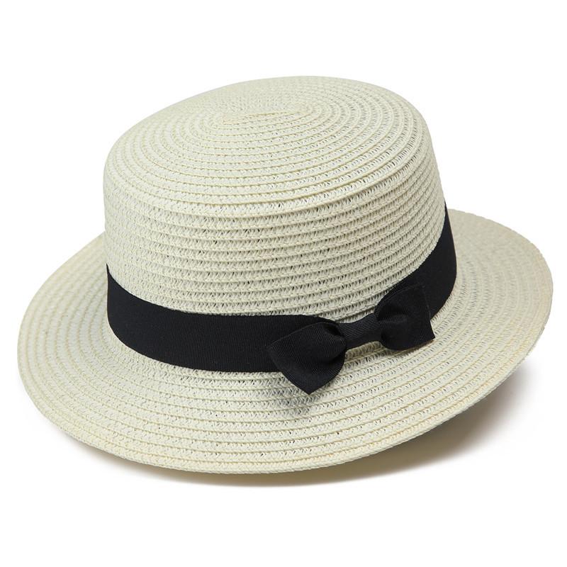 Parent-child straw hat women's summer British retro flat top small fresh top hat sunshade sunscreen beach hat travel tide