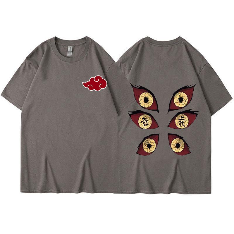 Харадзюку Мужская футболка Аниме Наруто Манга Графические футболки Хлопковая Повседневная Мультяшная с Короткими Рукавами Летние Футболки Унисекс Уличная Одежда Детские Топы 3XL темно-серого
