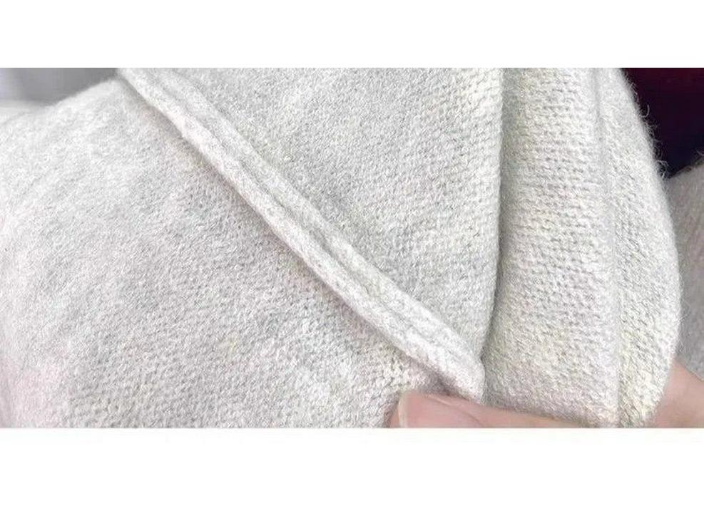 2025 Nový dámský pletený svetr s krajkovým límcem a barevným blokováním - Omlazující volný top s dlouhým rukávem