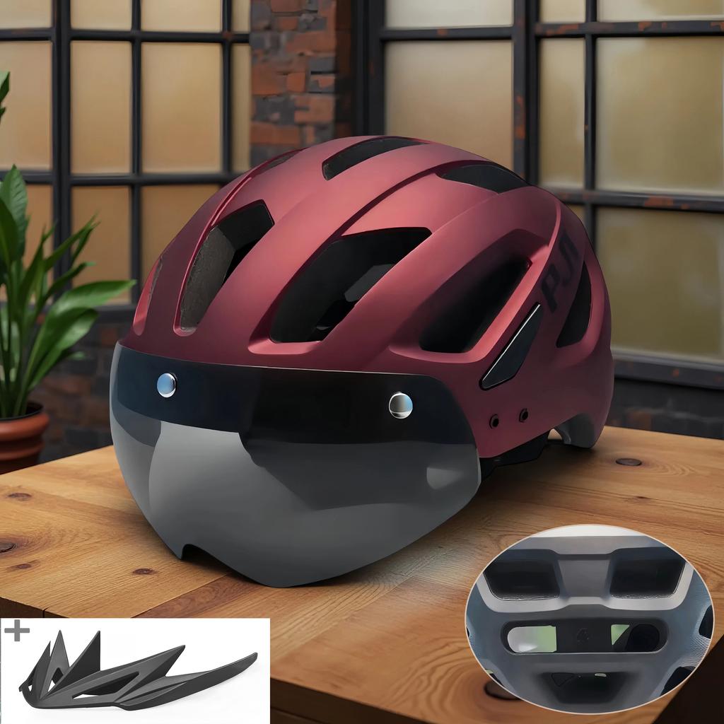 Kask Rowerowy Pjt Z Goglami Przeciwsłonecznymi Męski Daszek Przeciwsłoneczny Kask Rowerowy Okulary Przeciwsłoneczne Kask Rowerowy Szosowy Mtb Kask Rowerowy Sportowy Z Goglami E-Bike