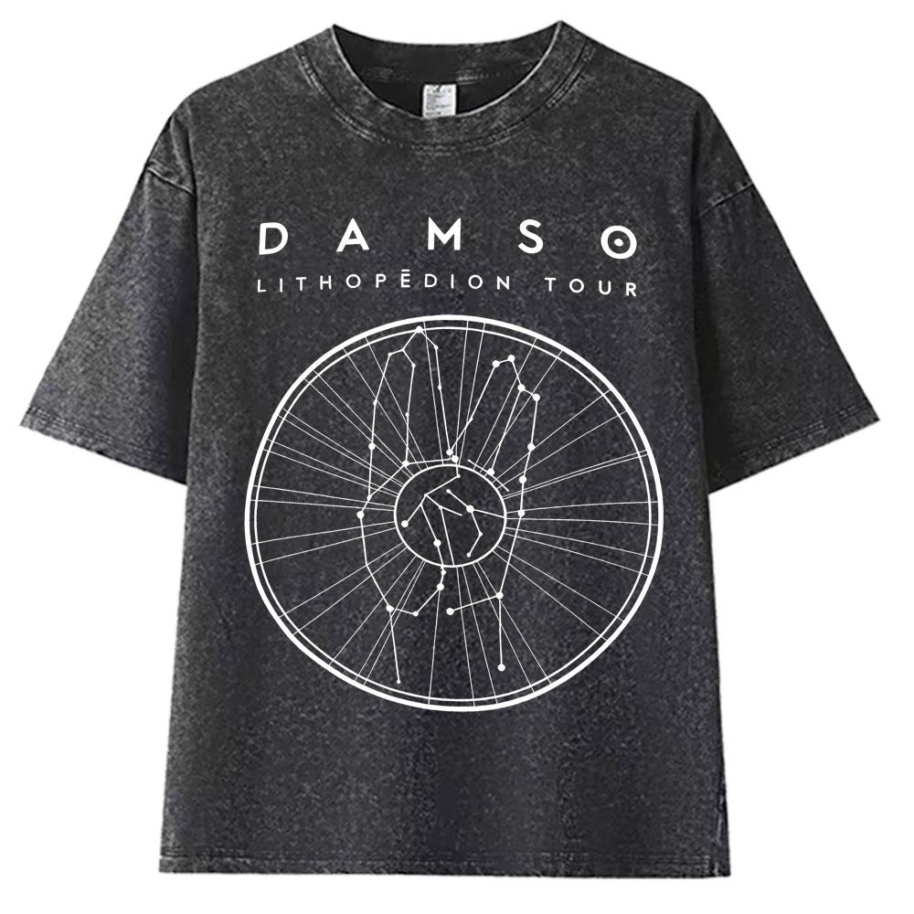 

Singer French Damso Beyah Harajuku Tour 2026 Fashion Vintage Washed Summer Short Sleeve T Shirt Unisexs Women Hip Hop Loose Tshrit S