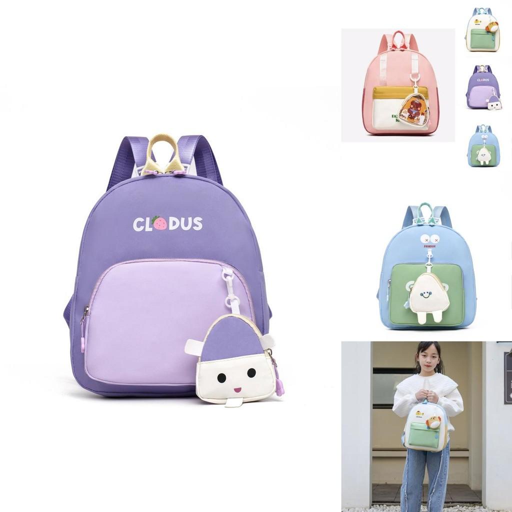 Charming Soft-backed Kids Backpack In Blue White Purple And Pink Colors For School
