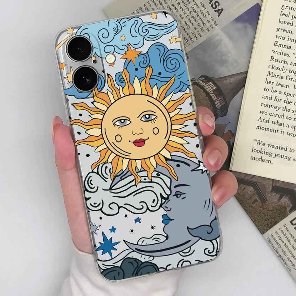 Clear Cover für iPhone 16 Pro Max 16pro 16plus Bumper Displayschutzfolie Handyhülle Soft Slim Silikon TPU Graffiti Buntes Muster für Apple iPhone