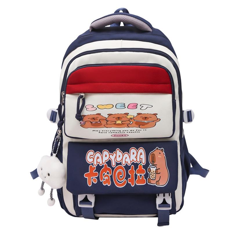 Cute Capybara Cartoon Cute Primary School Student Large Capacity Japanese Backpack