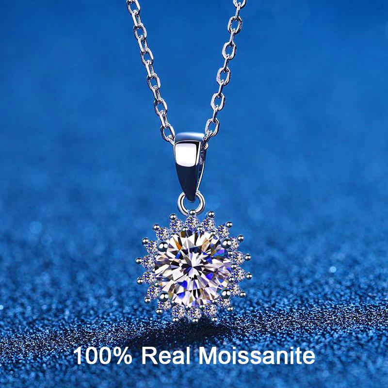 D barva 5CT certifikovaný moissanitový náhrdelník z masivního stříbra slunečnice s diamantovým přívěskem pro ženy svatební šperky