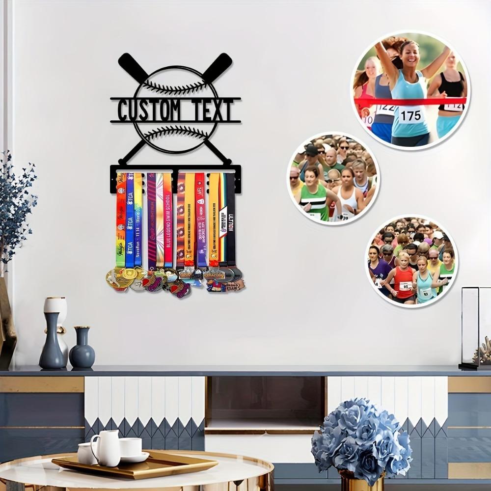 Custom Softball Metal Trophy Holder – Elegant Display Rack, Rustic Wall Decor for Kitchen, Home, Office, Patio, Gift, Custom Sign with Hooks