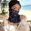 Women Floral Printing Breathable Scarf Mask Bandana with Ear Loops Neck Gaiter Summer UV Sun Protection Face Cover