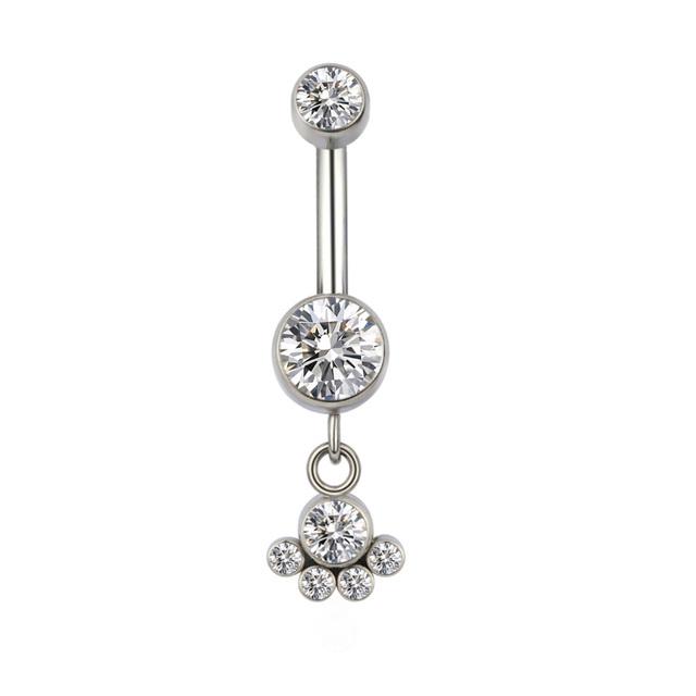 ASTM F136 Titanium PIERC Pendant Curved Navel Barbell Shiny CZ Sexy Belly Dance Earrings Bellybutton Helix Body Piercing Jewelry