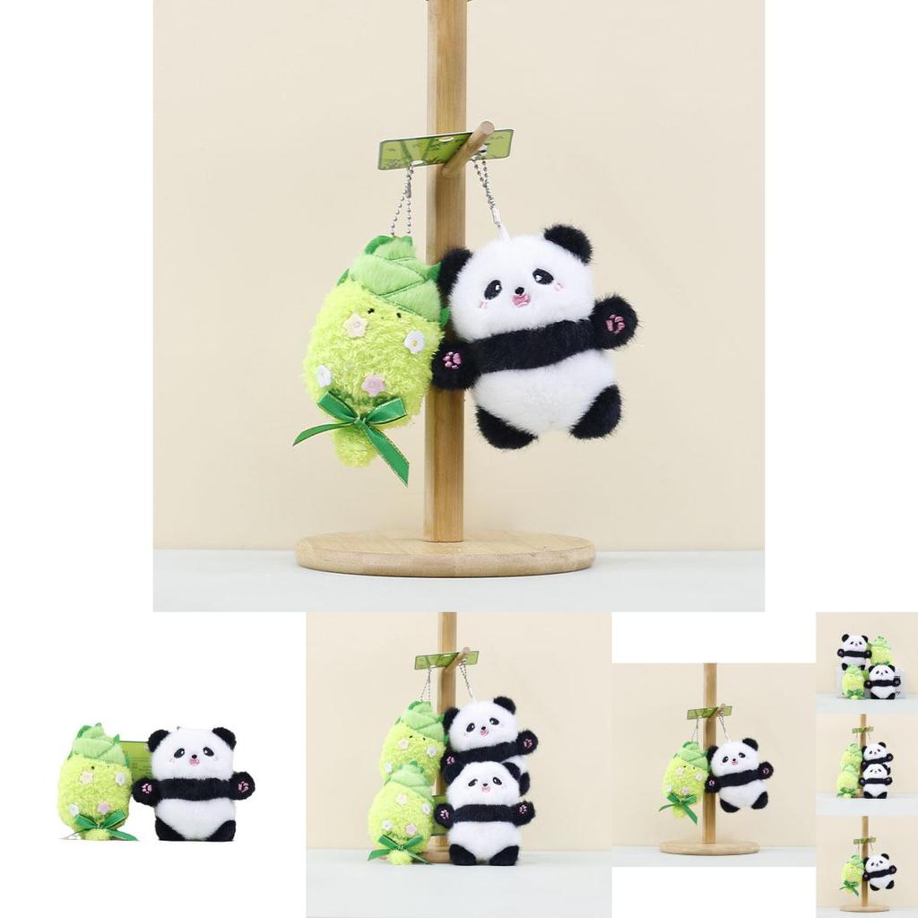 Charming Bamboo Shoot Panda Plush Toy Keychain Ideal For Couples Gift And Decor