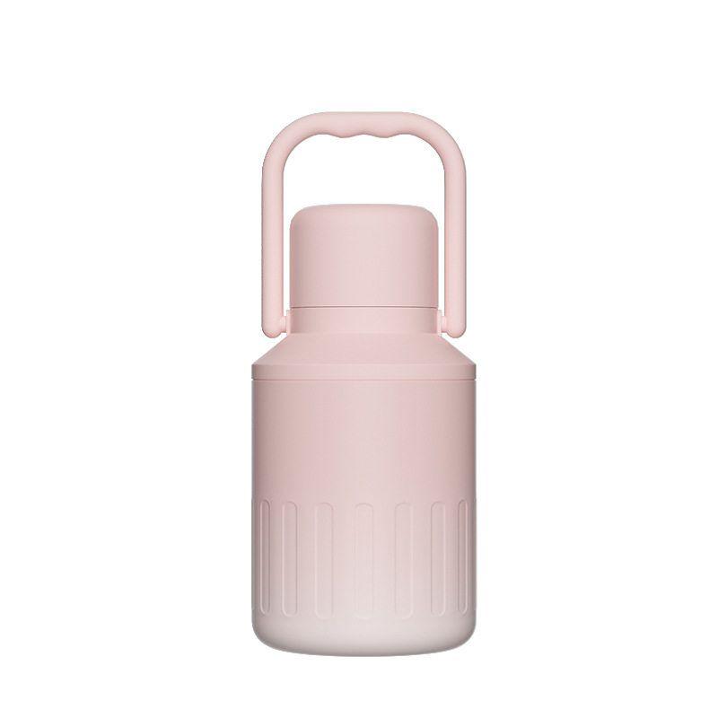 Steel Vacuum Large-Capacity Thermos Cup with High Aesthetic Value for Outdoor Sports and Fitness, Portable Water Bottle with Straw and Handle