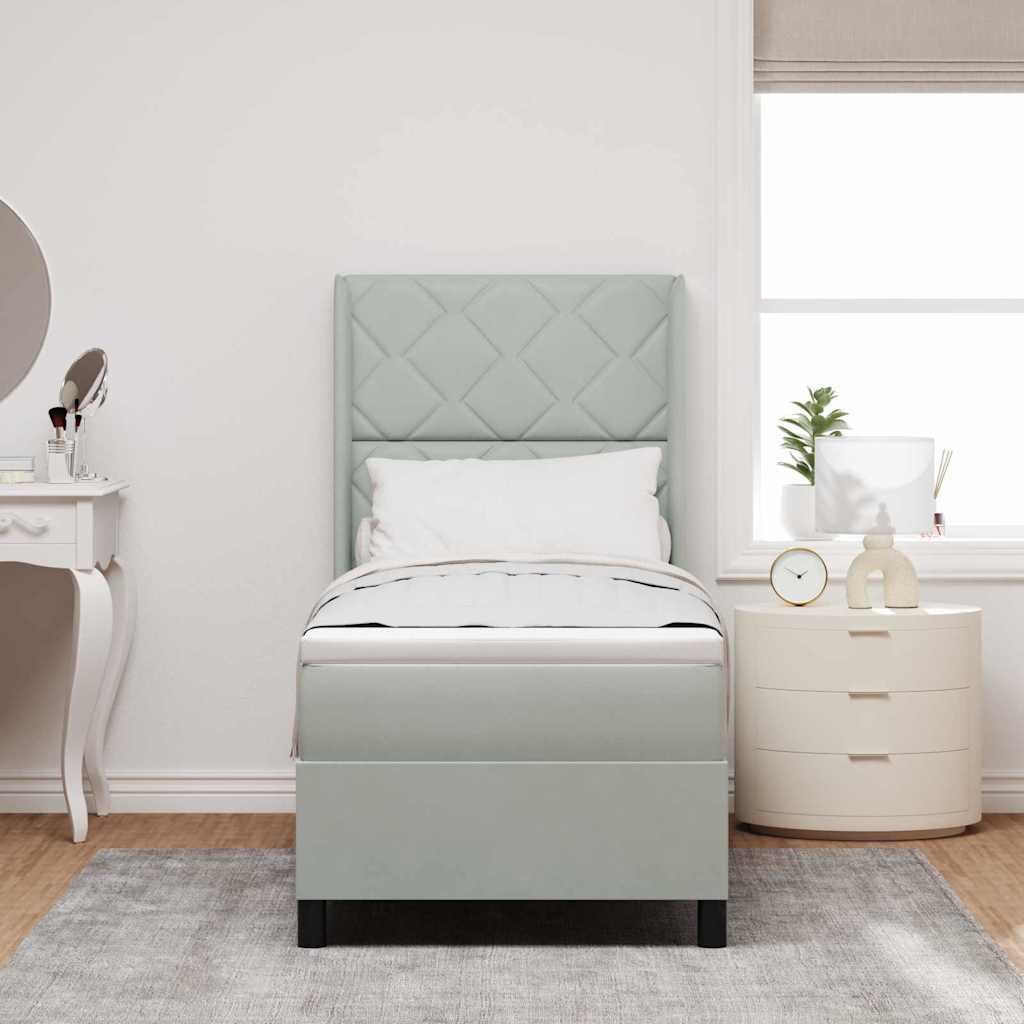 Box Spring Bed with Headboard Light Gray 80 X 200 Cm Velvet
