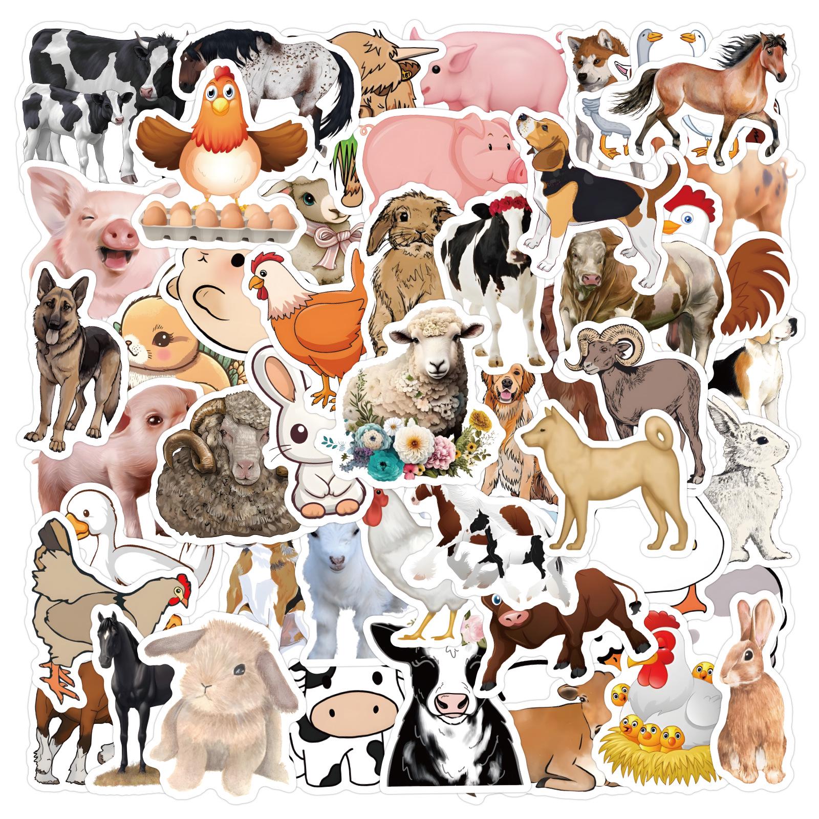 

60 Sheets Cute Farm Animal Stickers - Waterproof & Creative for DIY, Helmets, Water Cups, and Journals.
