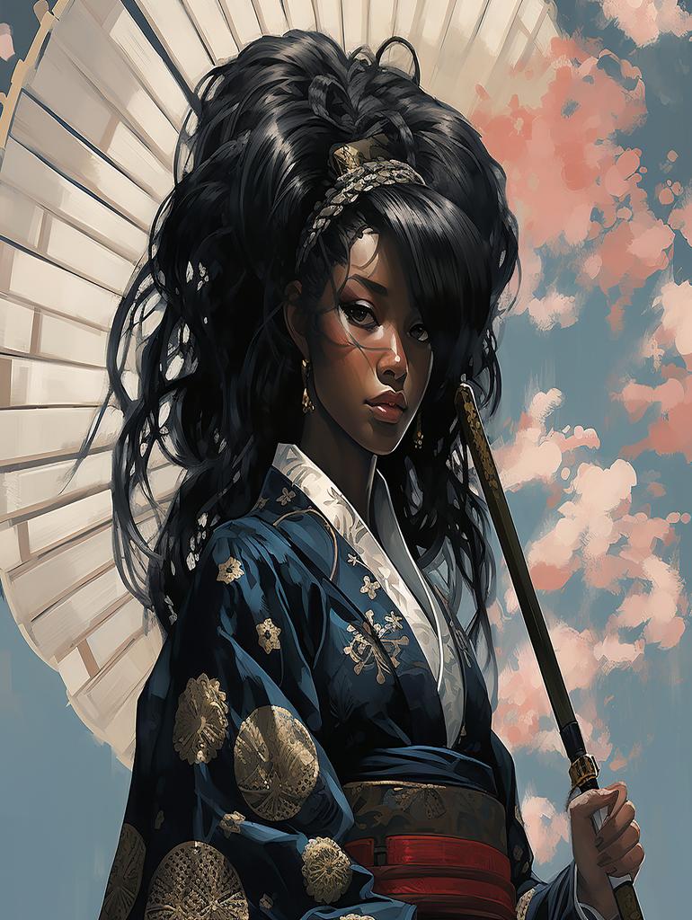 Anime Schwarzer Samurai Sammlung Kunst Wandteppich Manga Comic Slayer Krieger Held Japanischer Ronin Katana Yasuke Display