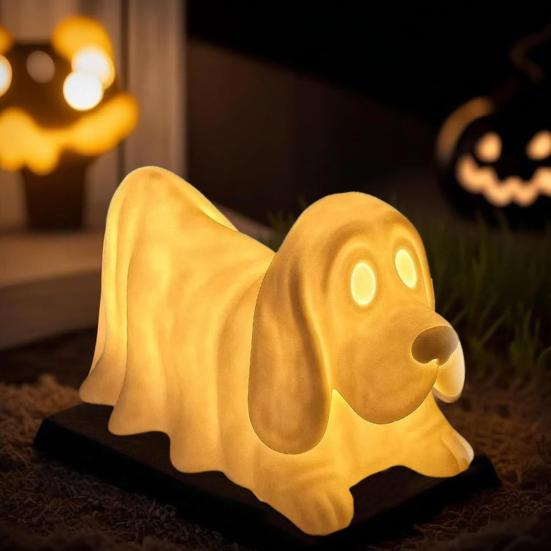 Dog Ghost Lamp Halloween Dachshund Ghost Night Light Desktop LED Puppy Decoration Mantel Bedside Ghost Light Gift for Dog Lovers