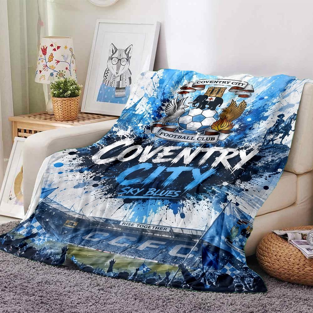 Coventry City FC Splash Art Club Abzeichen Stadion Druck Flanelldecke Weiche Warme Überwurfdecke für Sofa Bett Wohnzimmer