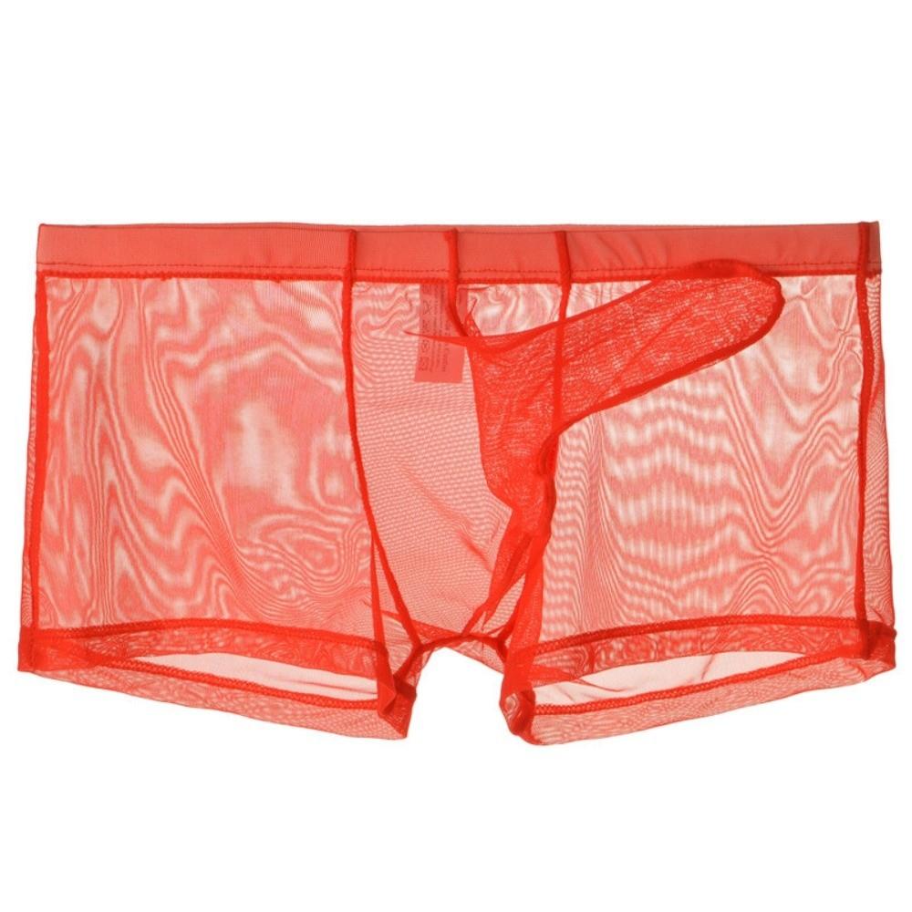 See-through Transparent Underpants U Convex Mesh Boxer Shorts Breathable Men's Pouch Briefs  Male