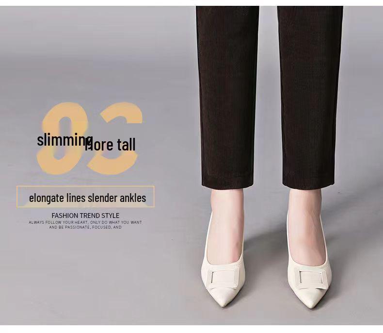 Women's Plus Velvet Thick Chenille Harem Pants - Loose Fit, Large Size, Corduroy, with Pockets, for Autumn and Winter.