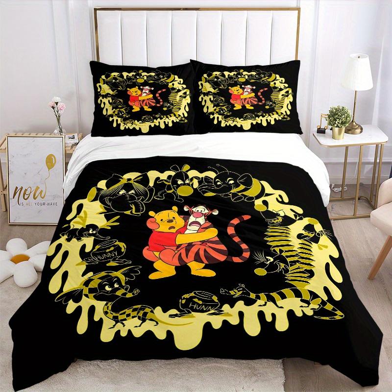 3pcs Scared Winnie and Tigger Disney Printed Quilt Set - Includes 1 Quilt Cover and 2 Pillowcases, Machine Washable - Suitable for All Seasons.B0