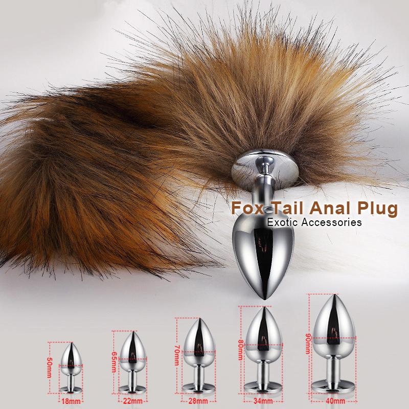 Sex Shop 5 Misure Metallico Butt Plug Fetish Coda di Volpe Giocattoli Intimi Bdsm Estensore Anale Dilatatore Prodotti Giochi Erotici Articoli Per Adulti