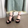 Fashion Square Toe Block Heels Women Comfy Platform Sandal Shoes Buckle Riband 2025 Summer Chunky Clogs Espadrilles Open Girls High New