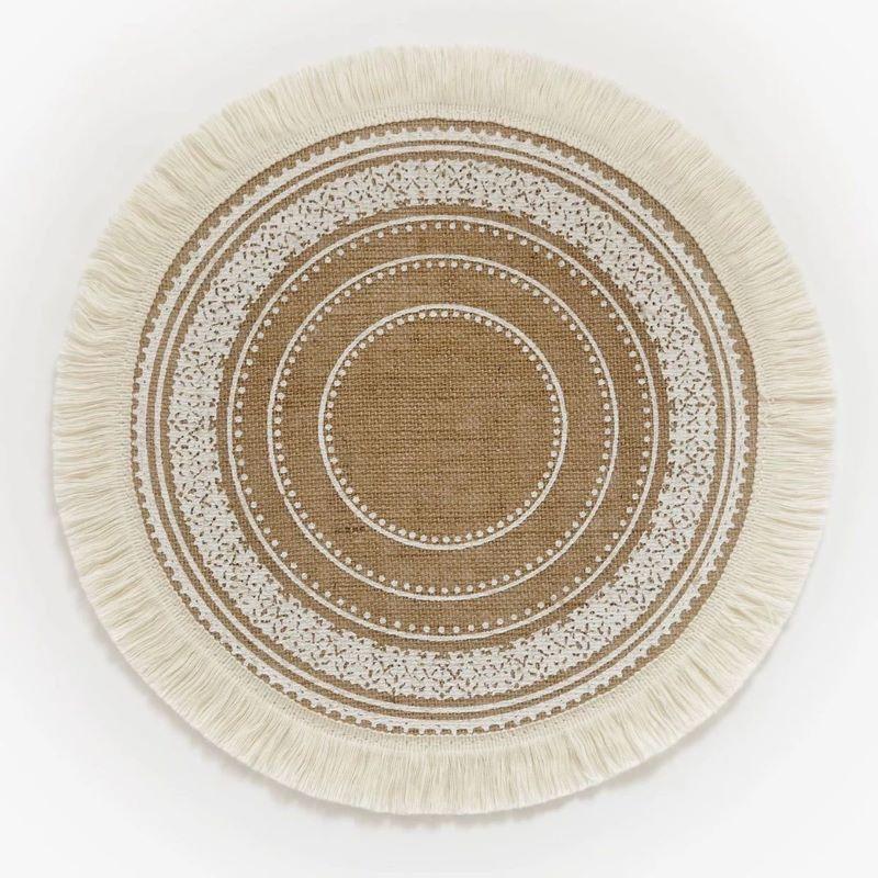 Round Embroidery Lace Table Placemat Nordic Style Non-Slip Placemat Heat Insulation Furniture Decoration Mat Coffee Cup Mats