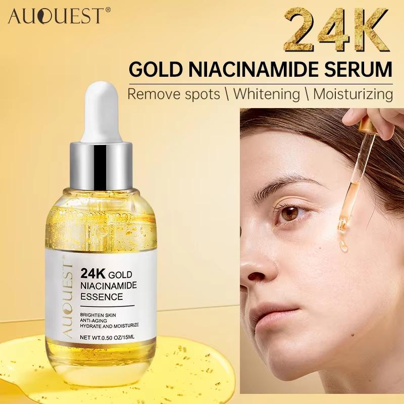 AUQUEST Niacinamide Serum Hyaluronic Acid for Face 24K Gold Essence Whitening Anti-Aging Collagen Facial Serum Skin Care Products