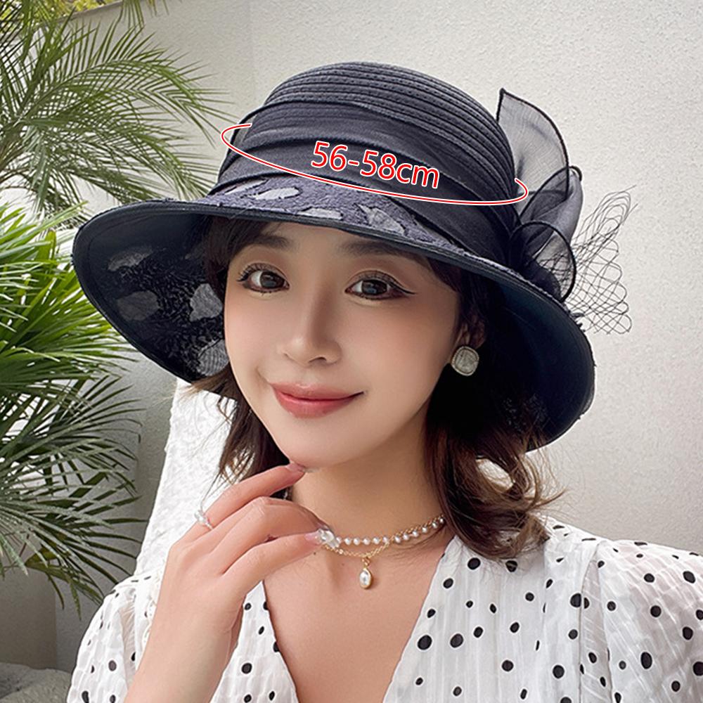 Breathable Bridal Tea Party Wedding Hat Wide Brim Beach Hat Elegant Organza Hat  Summer