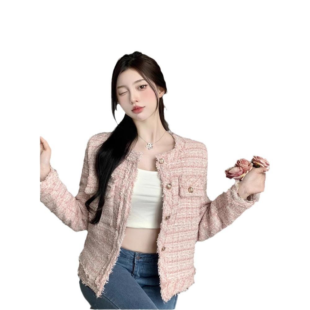 French Small Fragrant Tweed Short Coat Women Spring and Autumn Korean Tassel Single-breasted Jacket Fashion Niche Aesthetic Coat
