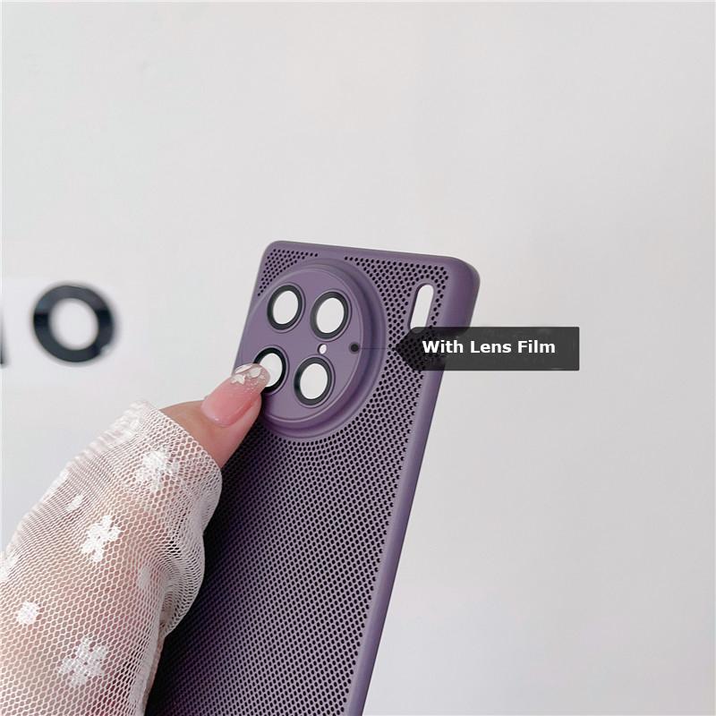 Frameless Heat Dissipation Case With Lens Film For Vivo X90 X90s X80 Pro Plus Breathable Cooling Grid Hard PC Cover Back Shell Protector