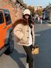 Women’s Short Hooded Windproof Thicken Warm Winter Jacket With Big Fur Lapel