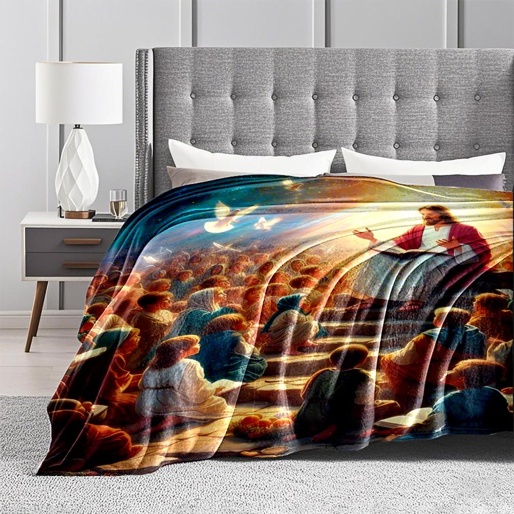 Holy Gathering with Inspirational AuraFlannel blanket for bedroom, living room, sofa, and nap