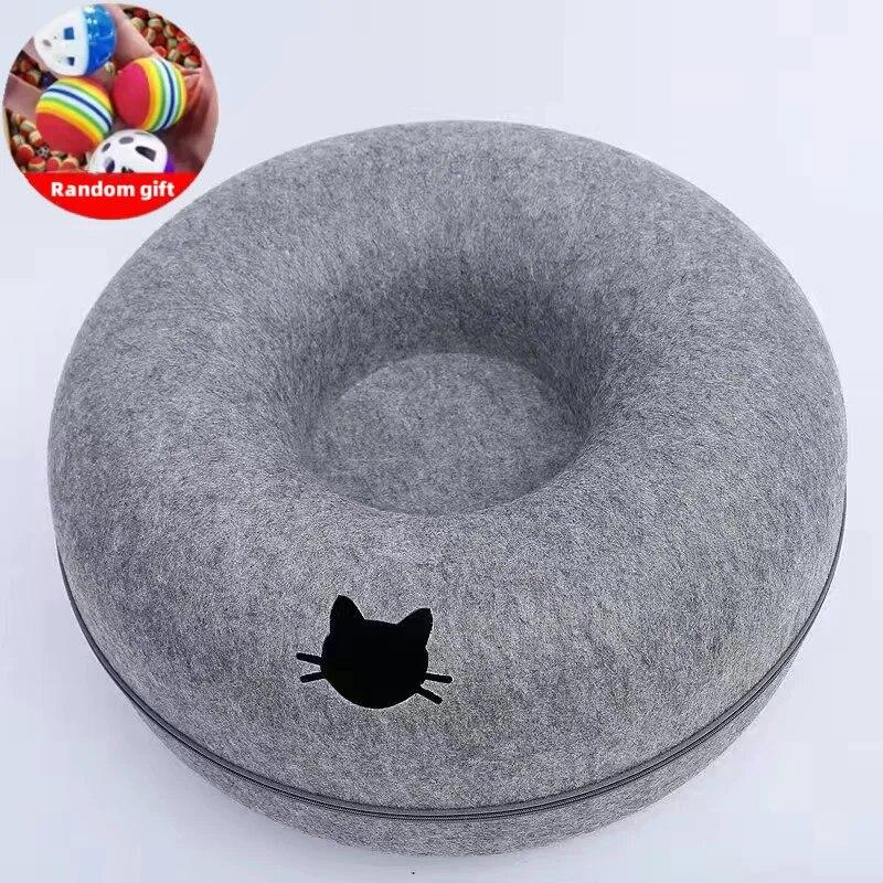 Pet Donut Felt Kočičí hnízdo Zábavná interaktivní hračka Tunel Spojovací dvouvrstvá kompozitní konstrukce Univerzální design s výřezem na kočičí hlavu