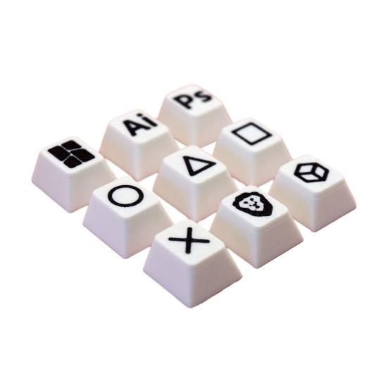4/9Pcs 3D Printed Keycaps Game Controller Skull Round Triangle Square Symbols Universal Mechanical Keyboards Keycaps Replacement Computer Accessories