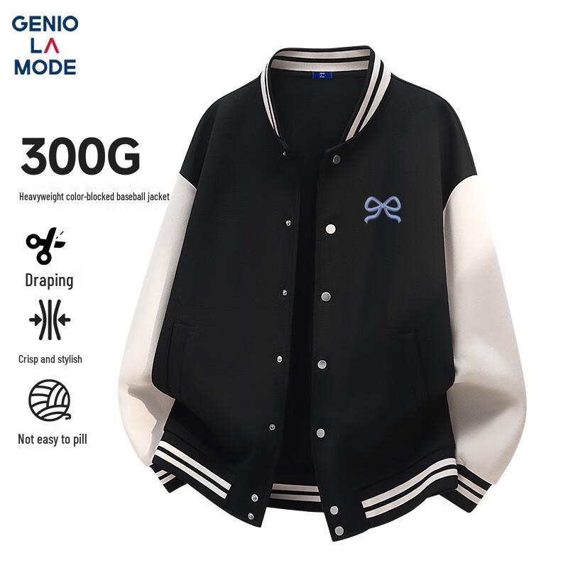 

GENIOLAMODE Men s Retro Color Block Autumn/Winter Baseball Jacket 2XL