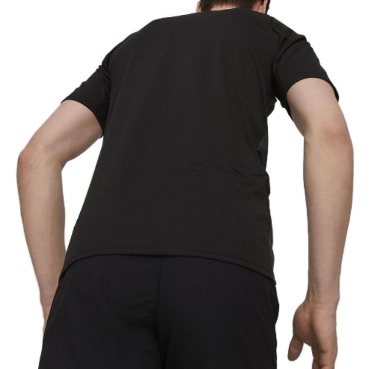 Puma Logo-Print Rundhals Kurzarm Fußballtrikot Herren Oberteile Schwarz 771797-01