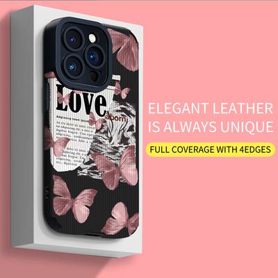 Cartoon Ins Stylish Butterfly Printed Leather Soft Silicone Phone Case Back Cover with Camera Lens Full Protection