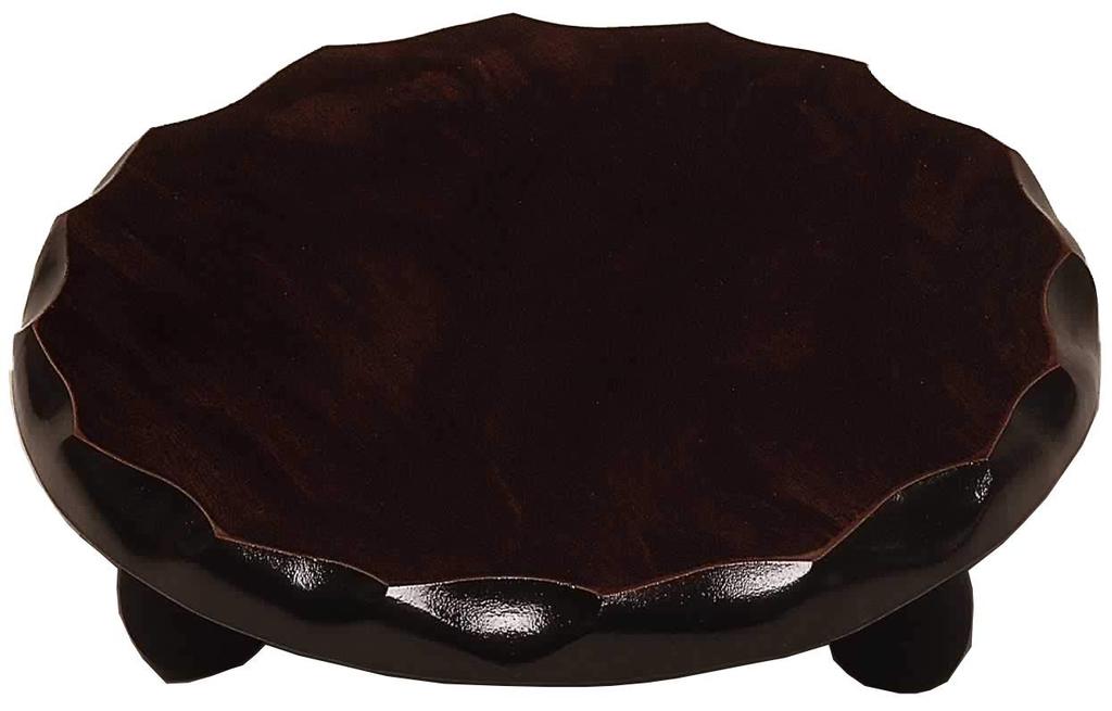 Yamaya Lacquerware, Wooden Flower Stand, Regular Round with Legs, Size 6, Ebony-Style Flooring, for Tokonoma (Alcove), Japanese-Style Room