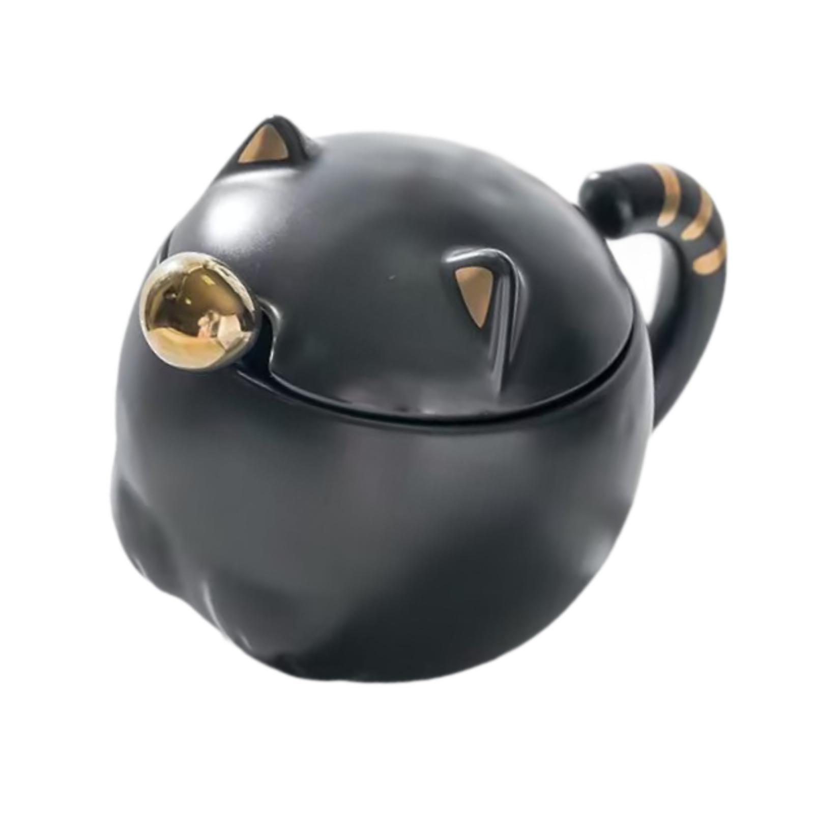 Ceramic Coffee Mug Tea Cup with Lid Spoon with Handle Hot and Cold Drinking Cup Milk Mug for Beverage Home Office Juice Hotel