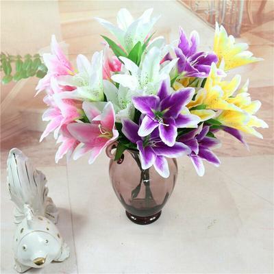 10 Köpfe Künstliche Seidenlilien Blumen Europäische Mehrfarbige Gefälschte Brautblumenstrauß Hochzeit Zuhause Party Dekoration Blumen